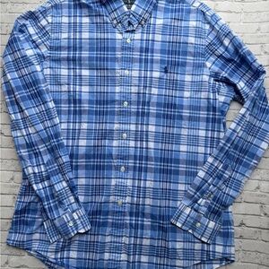 Ralph Lauren Blue and White Casual Button Down Shirt